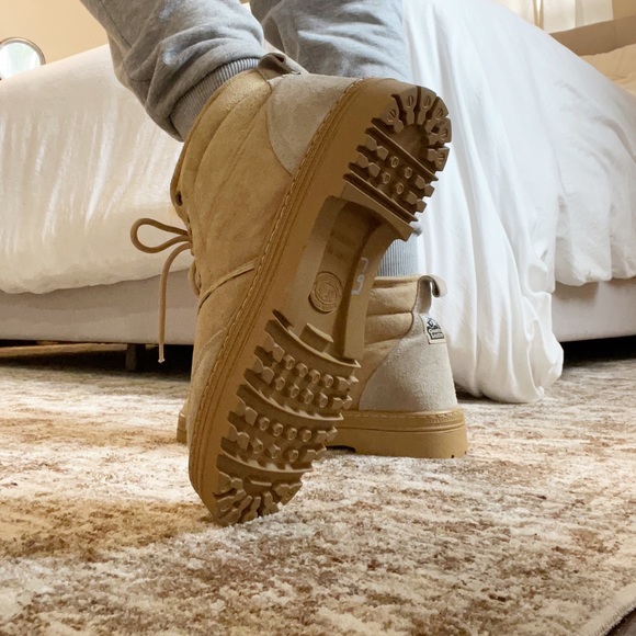 Country Leather Sheepskin Sand Hiker Short Boots Women’s Tan Brown Size 7 Sturdy - Picture 3 of 15